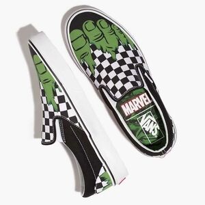 Boys Vans Marvel Hulk Checkered Slip-Ons